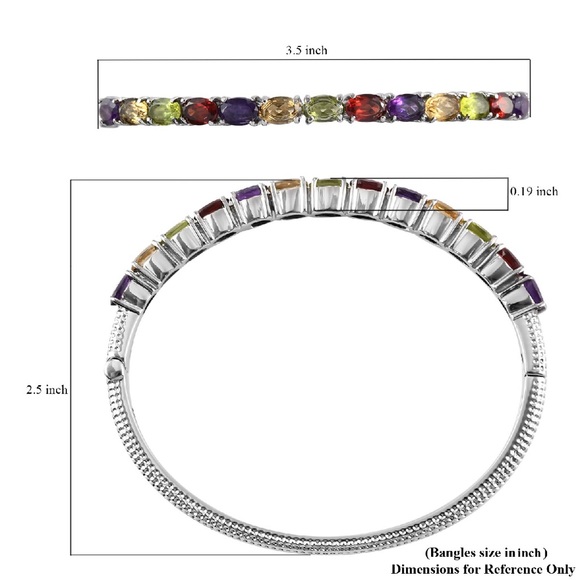 Multi Gemstone Bangle Bracelet in Stainless Steel - Picture 6 of 6